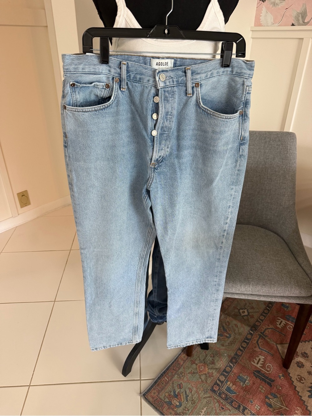AGOLDE Riley High Rise Straight Crop Jeans Womens 31 Light Wash Rigid Denim